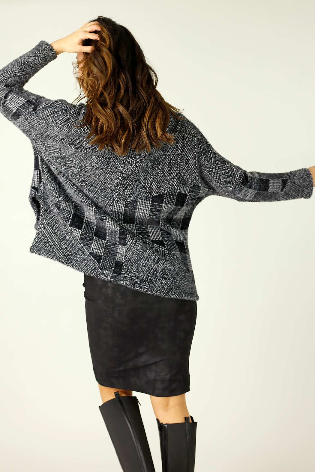 Charcoal Fur Turtle Neck