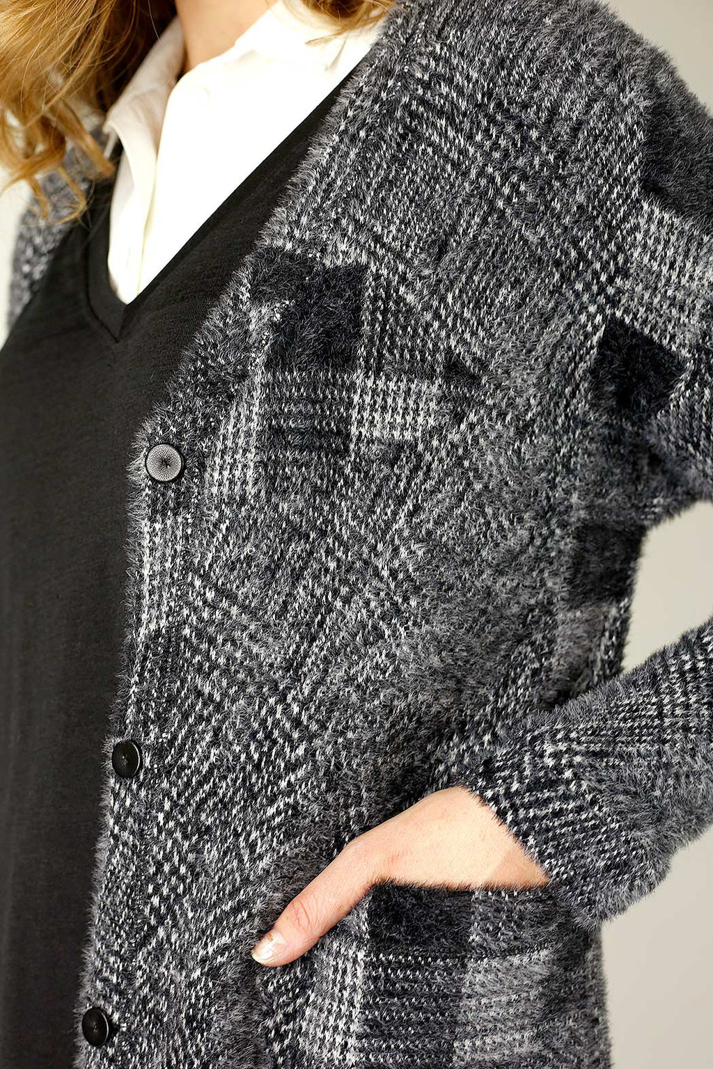 Charcoal Fur Sleek Coatigan