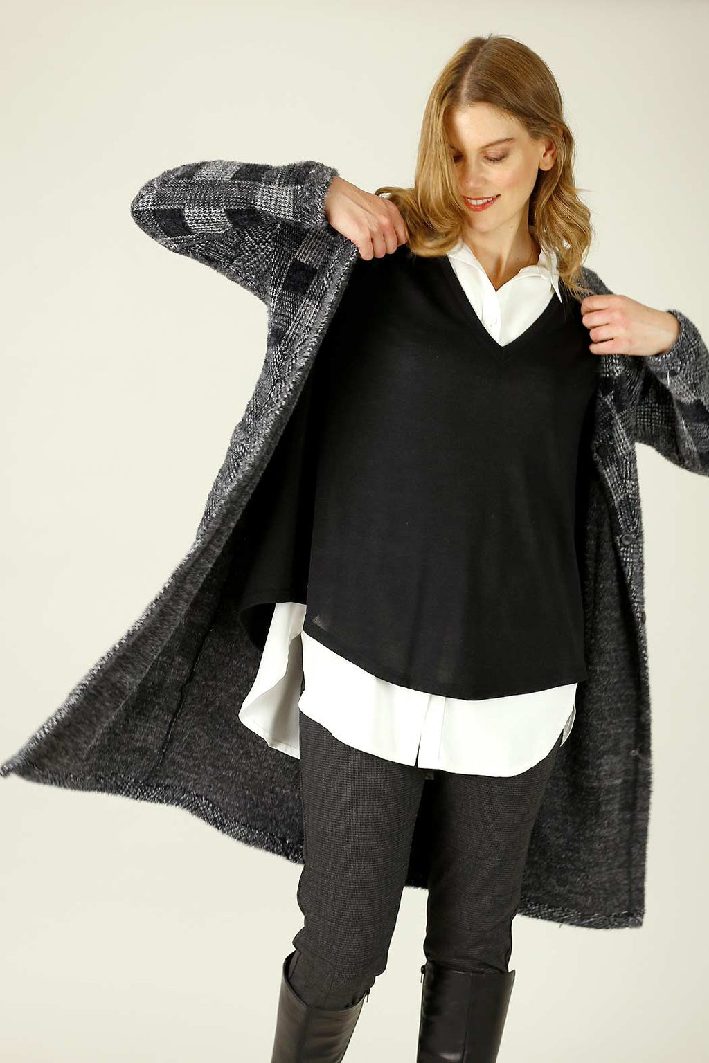 Charcoal Fur Sleek Coatigan