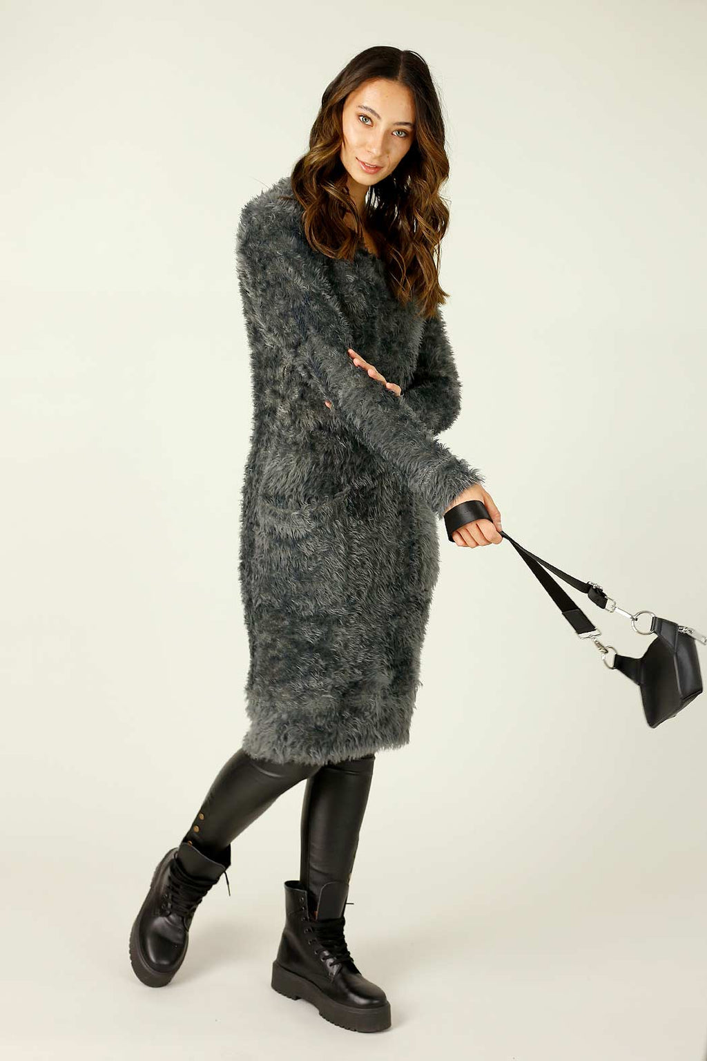 Dark Grey Plush Jumper Dress - FINAL SALE
