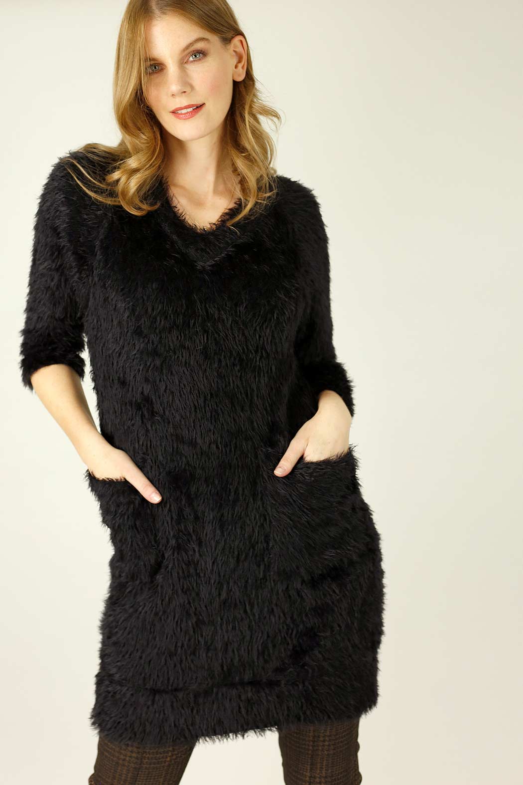 Black Plush Jumper Dress - FINAL SALE