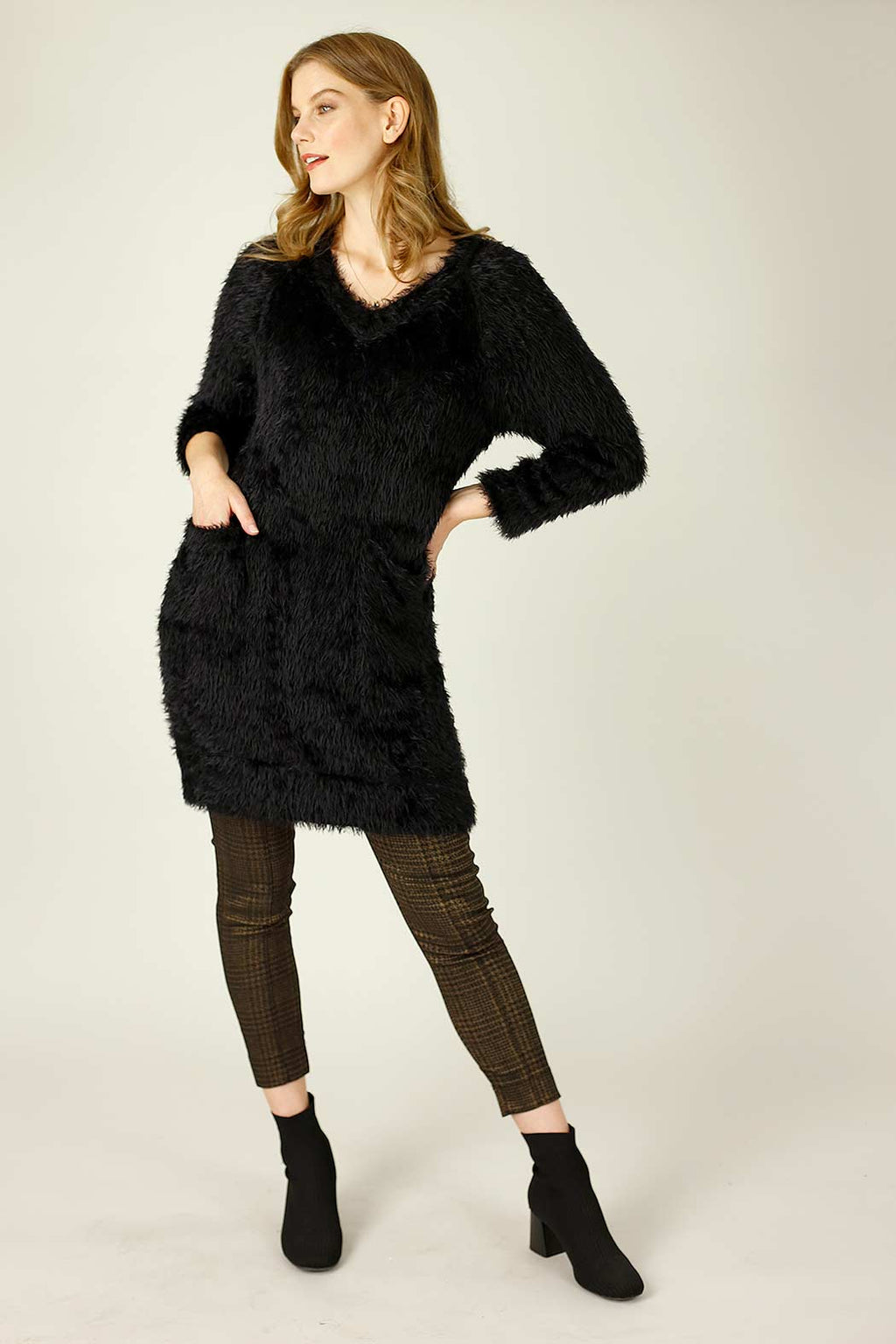Black Plush Jumper Dress - FINAL SALE