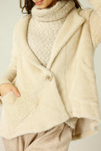 Beige Faux Fur Swing Jacket
