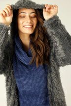 Dark Grey Plush Travel Cardigan
