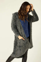 Dark Grey Plush Travel Cardigan
