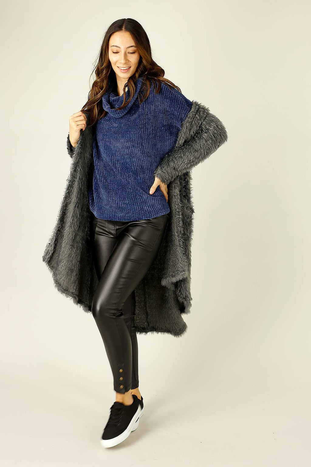 Dark Grey Plush Travel Cardigan