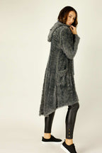 Dark Grey Plush Travel Cardigan