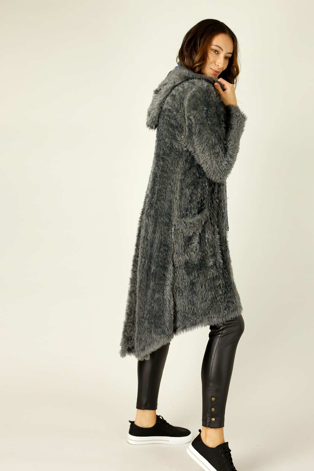 Dark Grey Plush Travel Cardigan