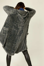Dark Grey Plush Travel Cardigan