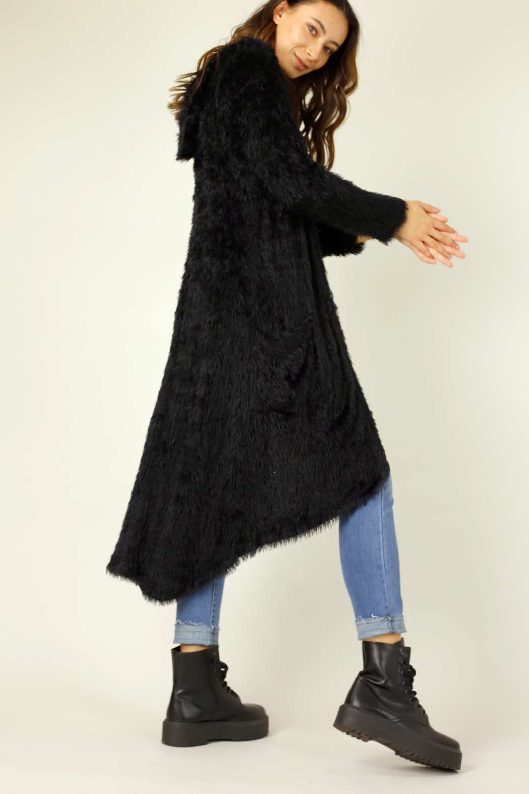 Black Plush Travel Cardigan