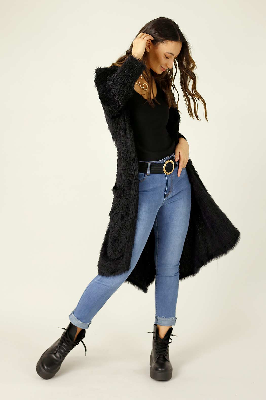 Black Plush Travel Cardigan