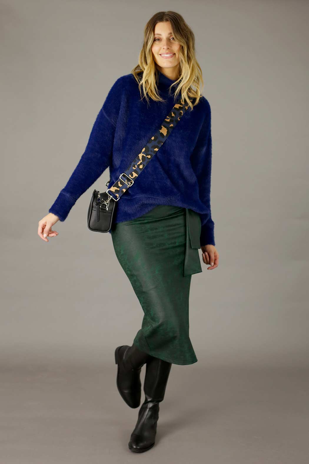 Navy Faux Fur Valentina Jumper