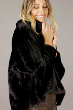 Black Faux Fur Turtle Neck