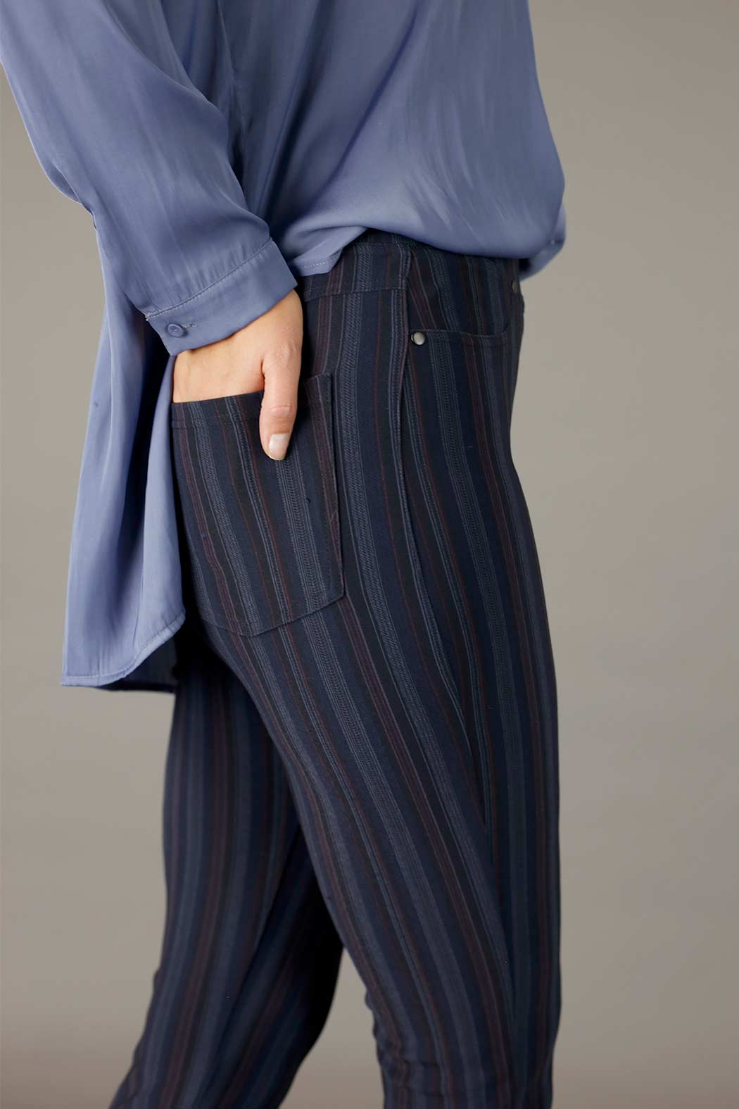 Lilac Stripe Ponte Relaxed Slim Jean - SALE
