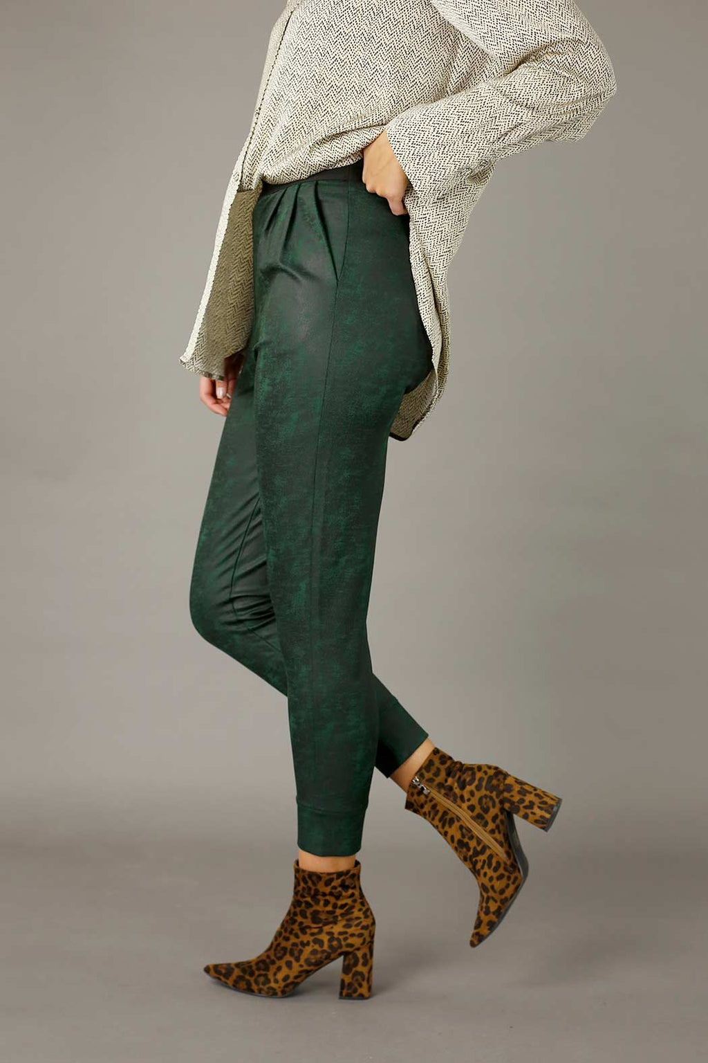 Forest Leatherette Slouch Pant