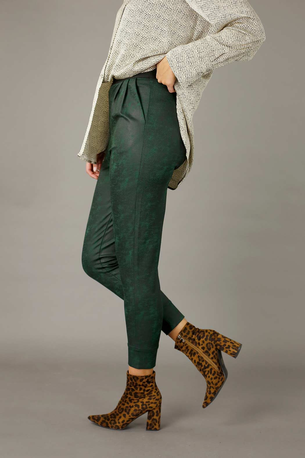 Forest Leatherette Slouch Pant