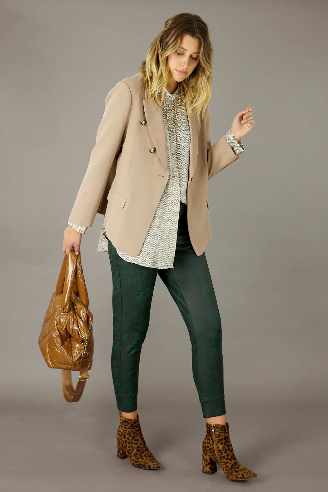 Forest Leatherette Slouch Pant