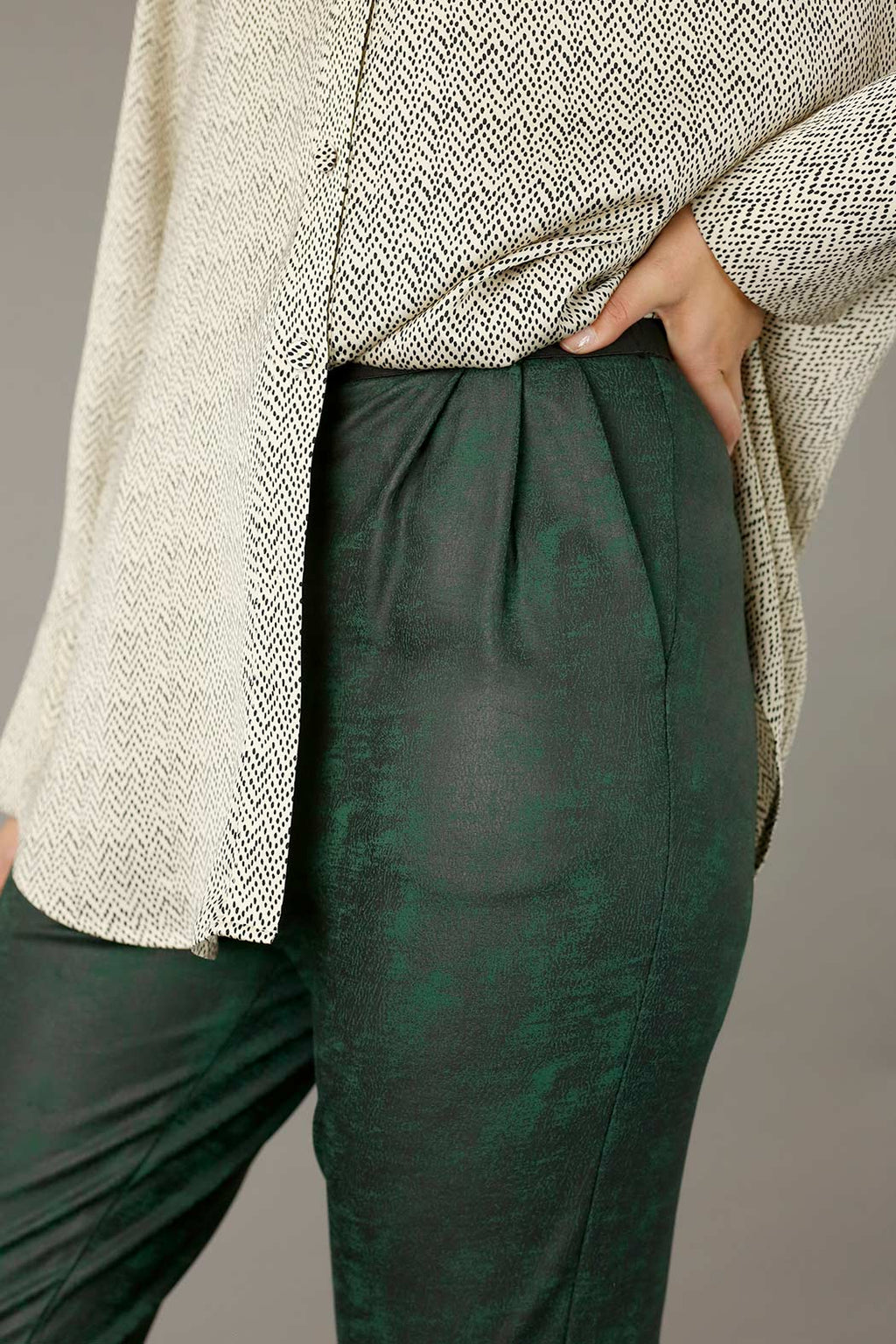 Forest Leatherette Slouch Pant