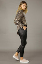 Black Leatherette Slouch Pant