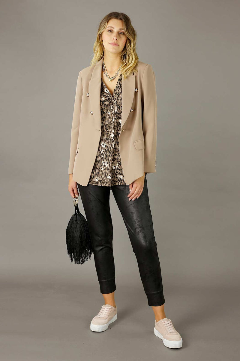 Black Leatherette Slouch Pant