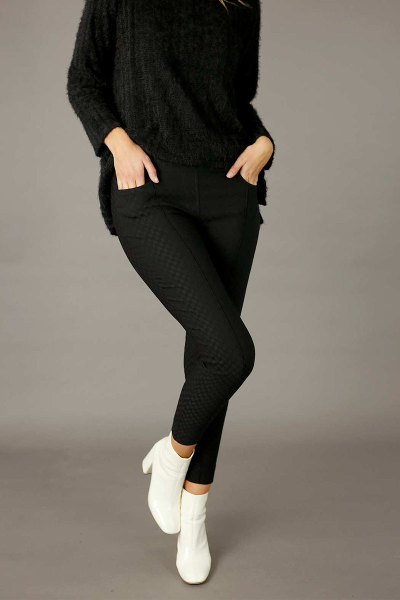 Houndstooth Bengaline Pin tuck Jean - FINAL SALE