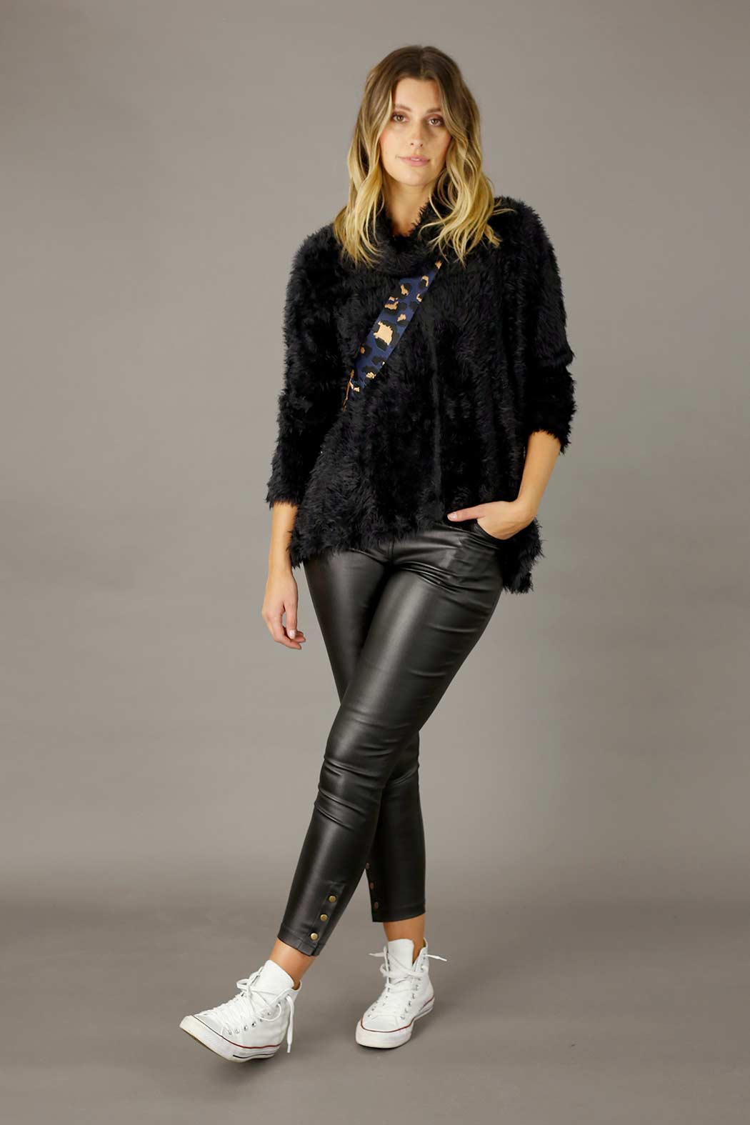 Black Plush Cowl Overtop