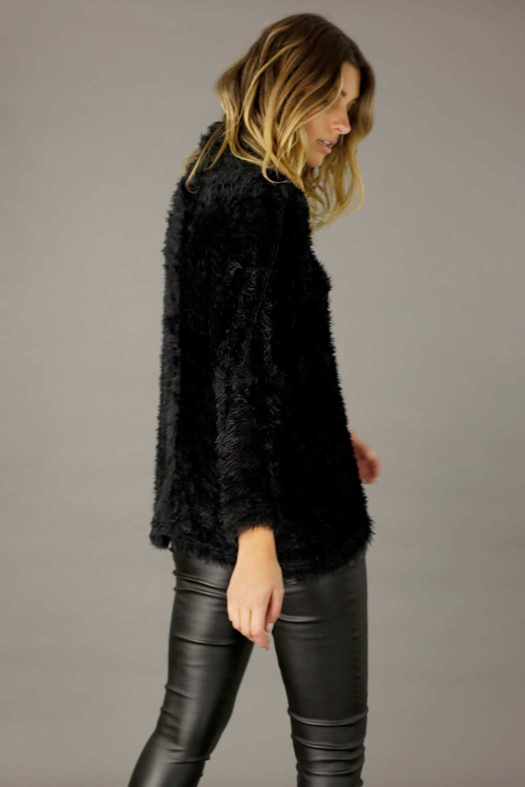 Black Plush Cowl Overtop