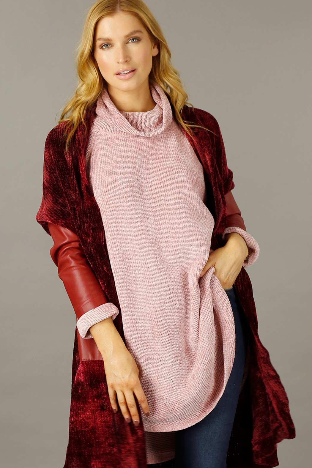 Pink Velour Oversize Jumper