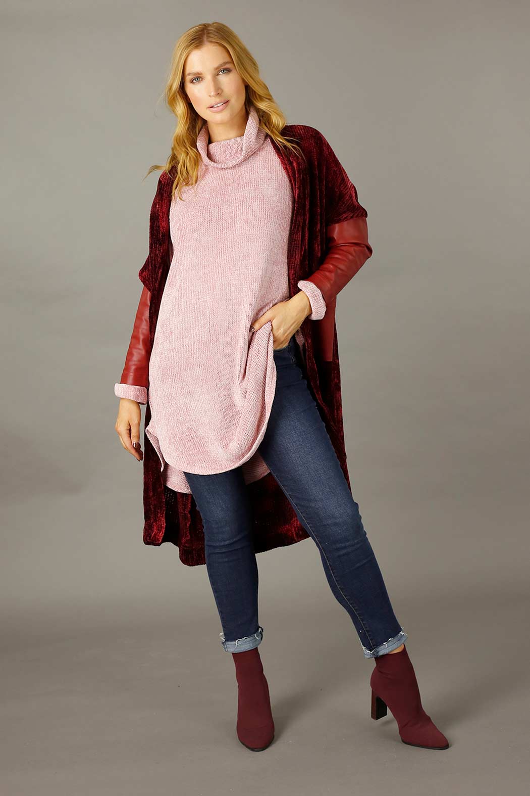 Pink Velour Oversize Jumper