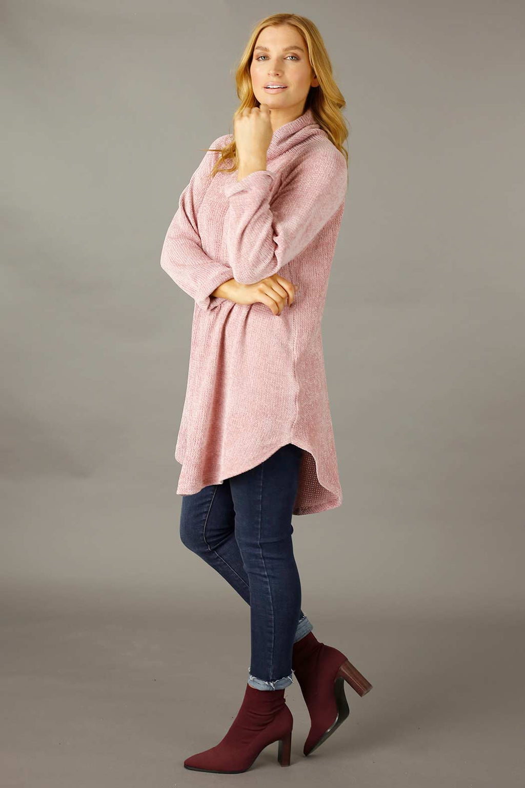 Pink Velour Oversize Jumper