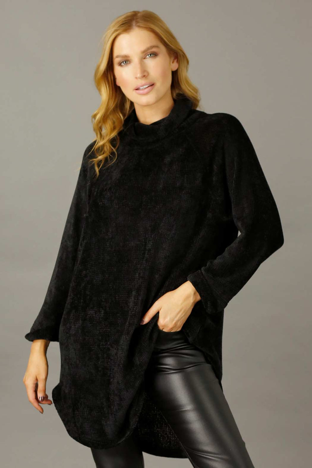 Black Velour Oversize Jumper