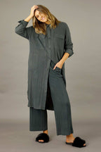 Charcoal Rib Lifestyle Shacket - FINAL SALE