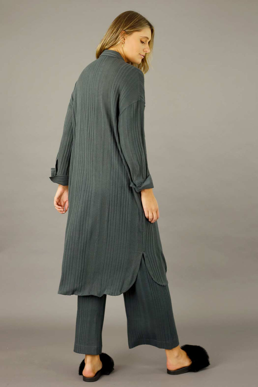 Charcoal Rib Lifestyle Shacket - FINAL SALE