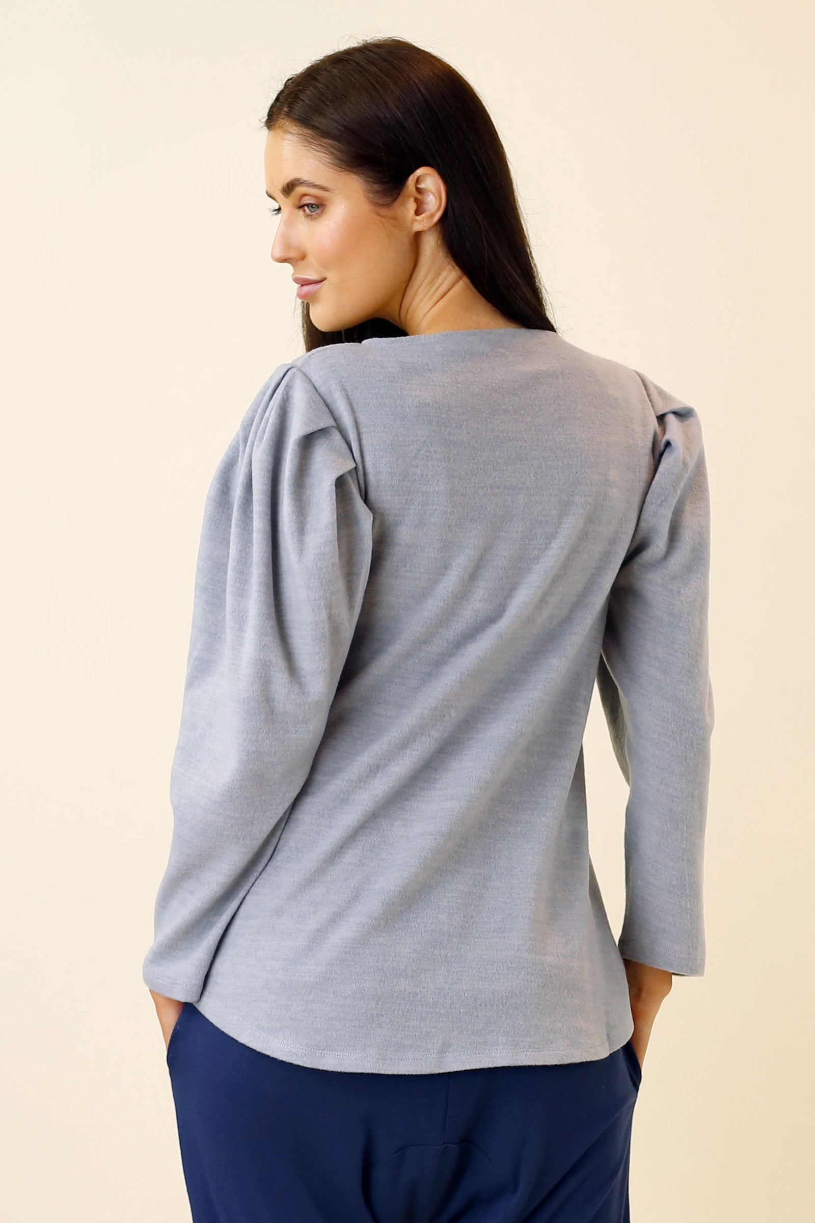 Sky Brushed Tuck Sleeve Jumper