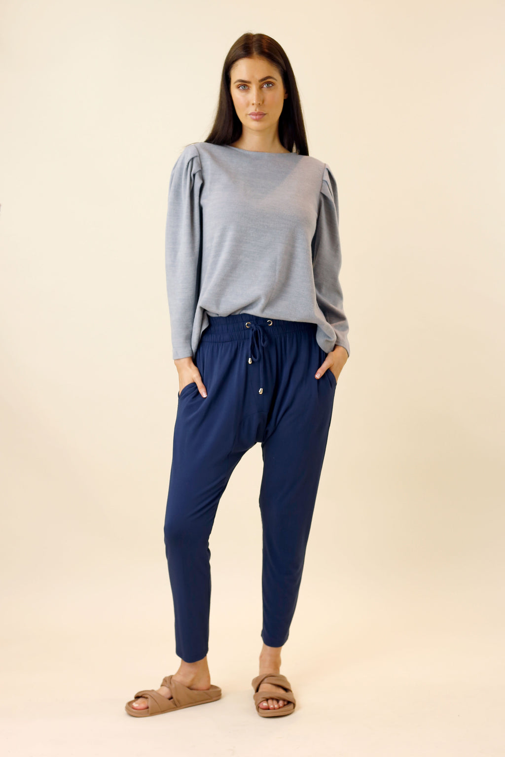 Sky Brushed Tuck Sleeve Jumper