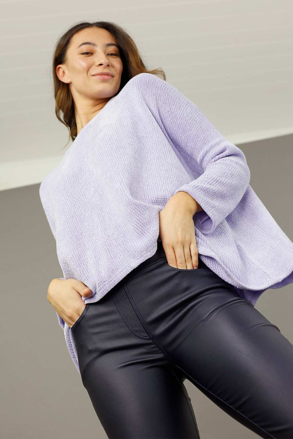 Lilac Velour Relaxed Jumper - SALE