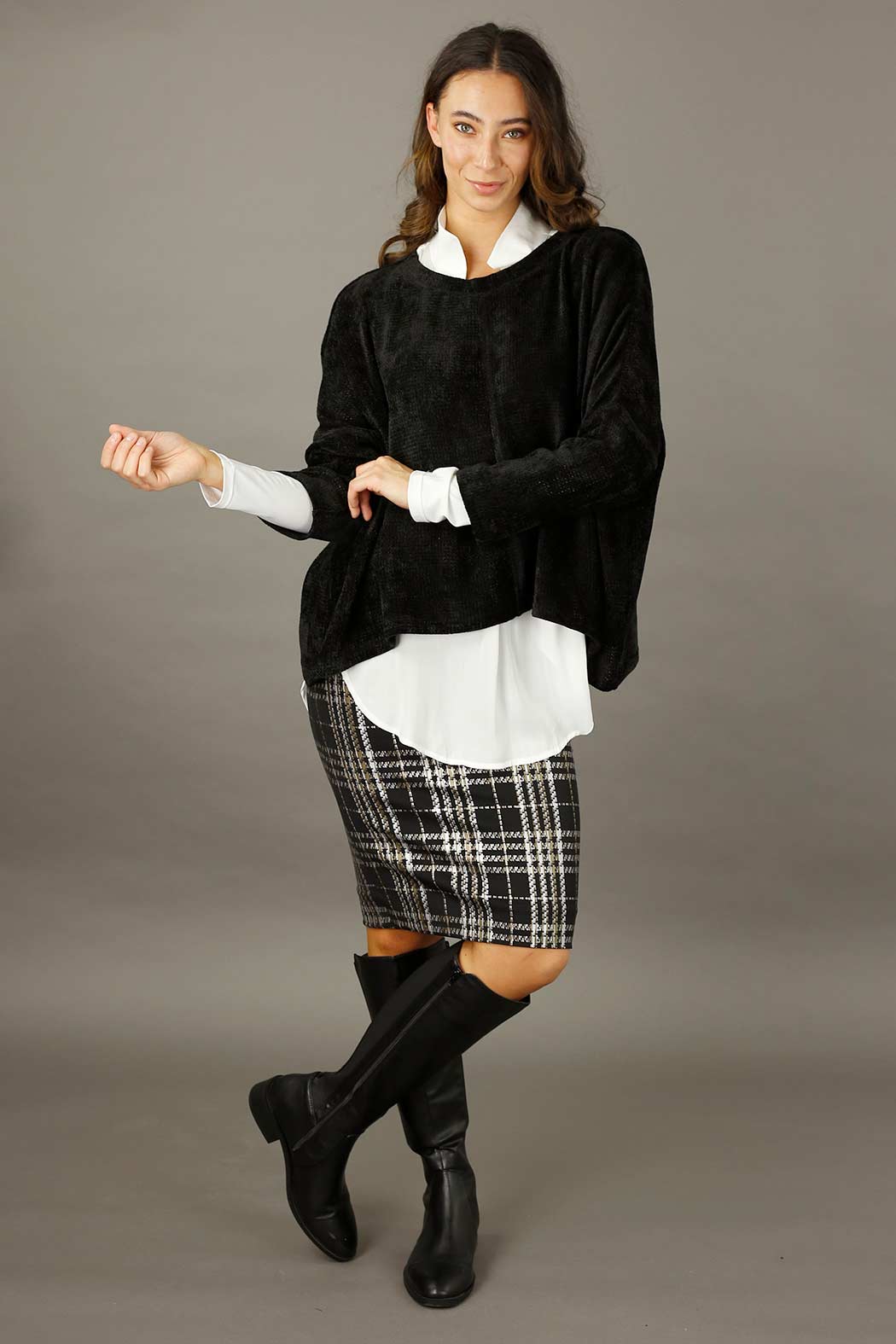 Black Velour Relaxed Jumper