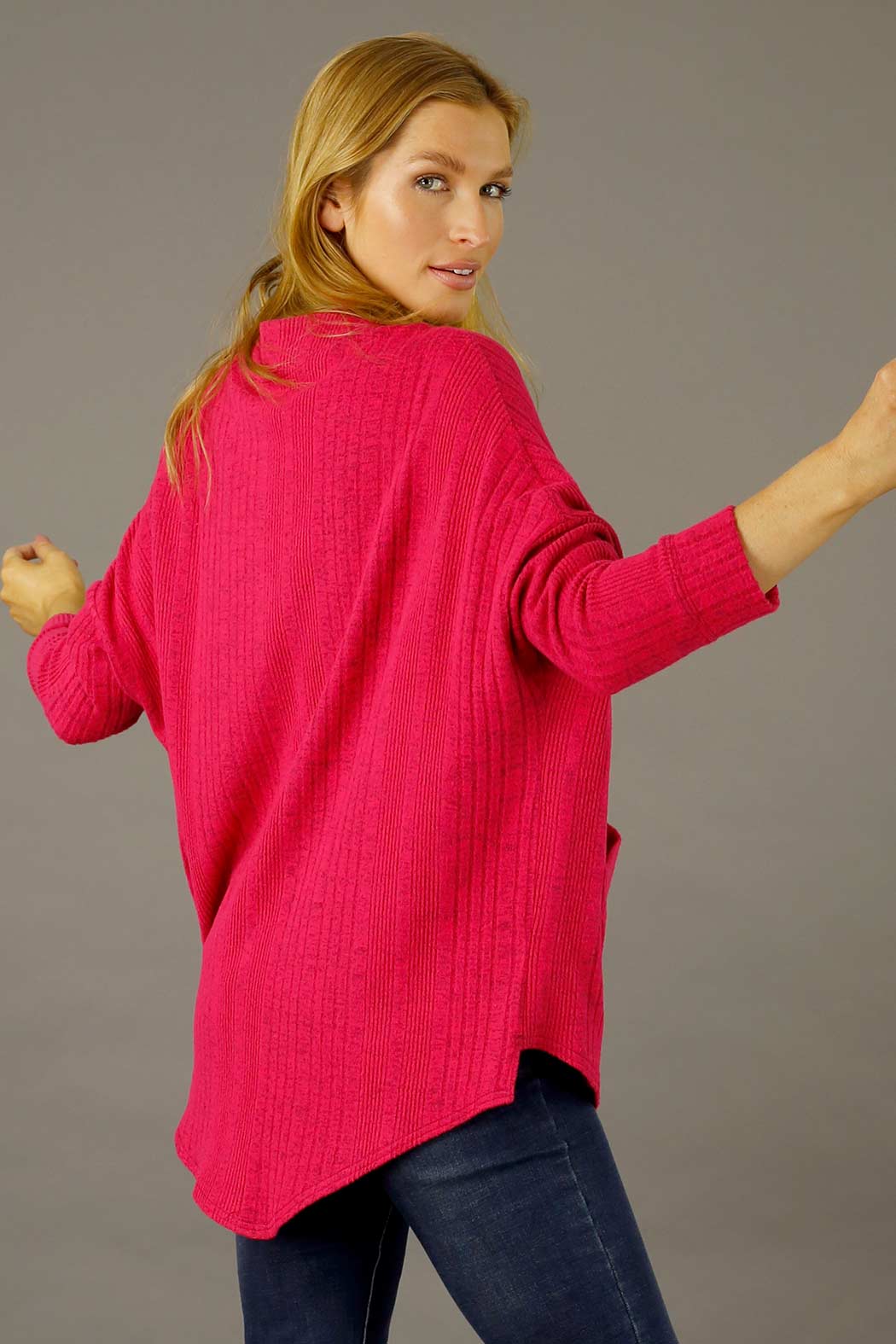 Pink Rib Grandpa Cardigan