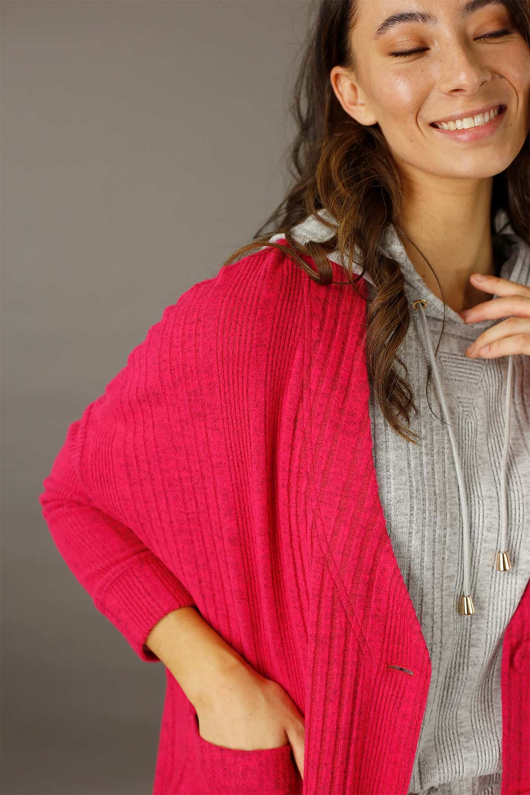 Pink Rib Grandpa Cardigan