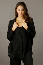 Black Rib Grandpa Cardigan