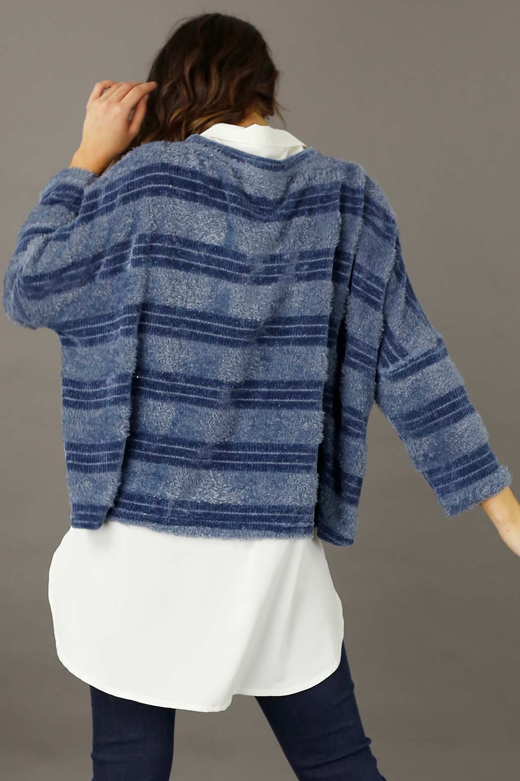 Chambray Fluffy Stripe Jumper - FINAL SALE