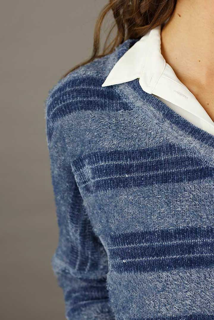 Chambray Fluffy Stripe Jumper - FINAL SALE