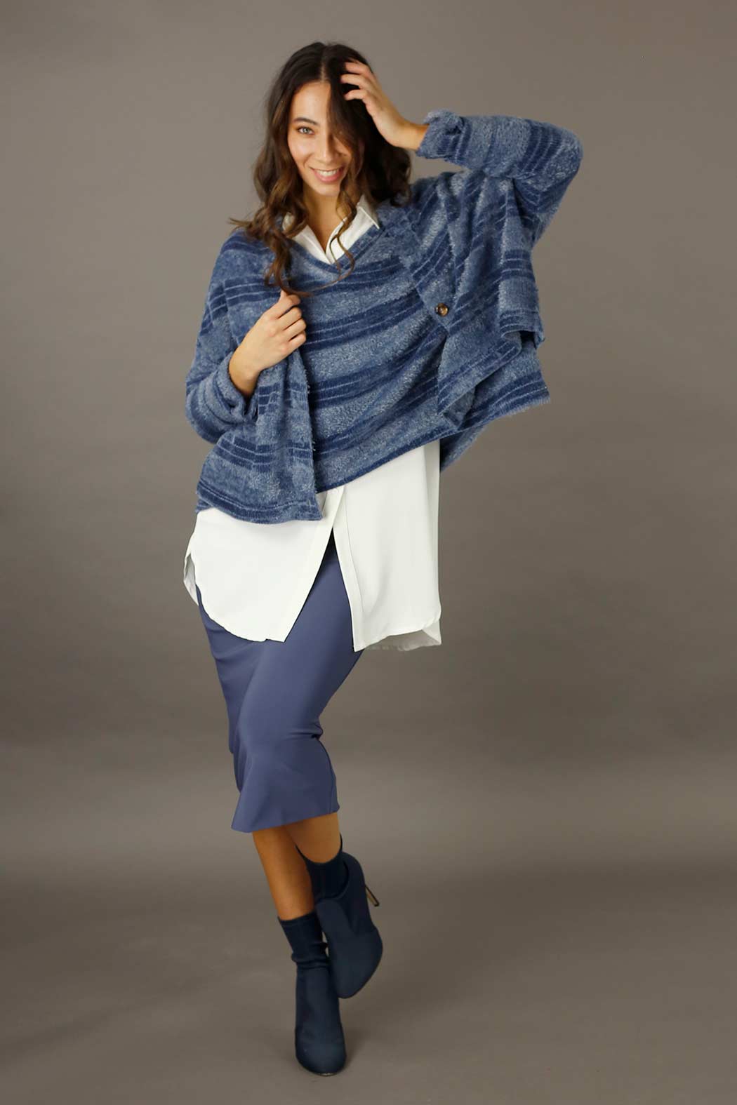 Chambray Fluffy Stripe Jumper - FINAL SALE