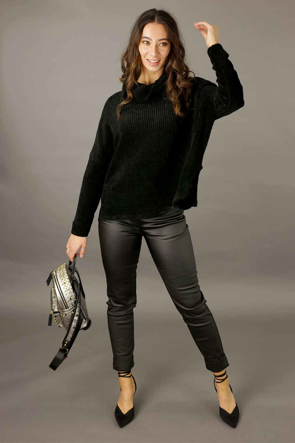 Black Velour Turtle Neck - FINAL SALE