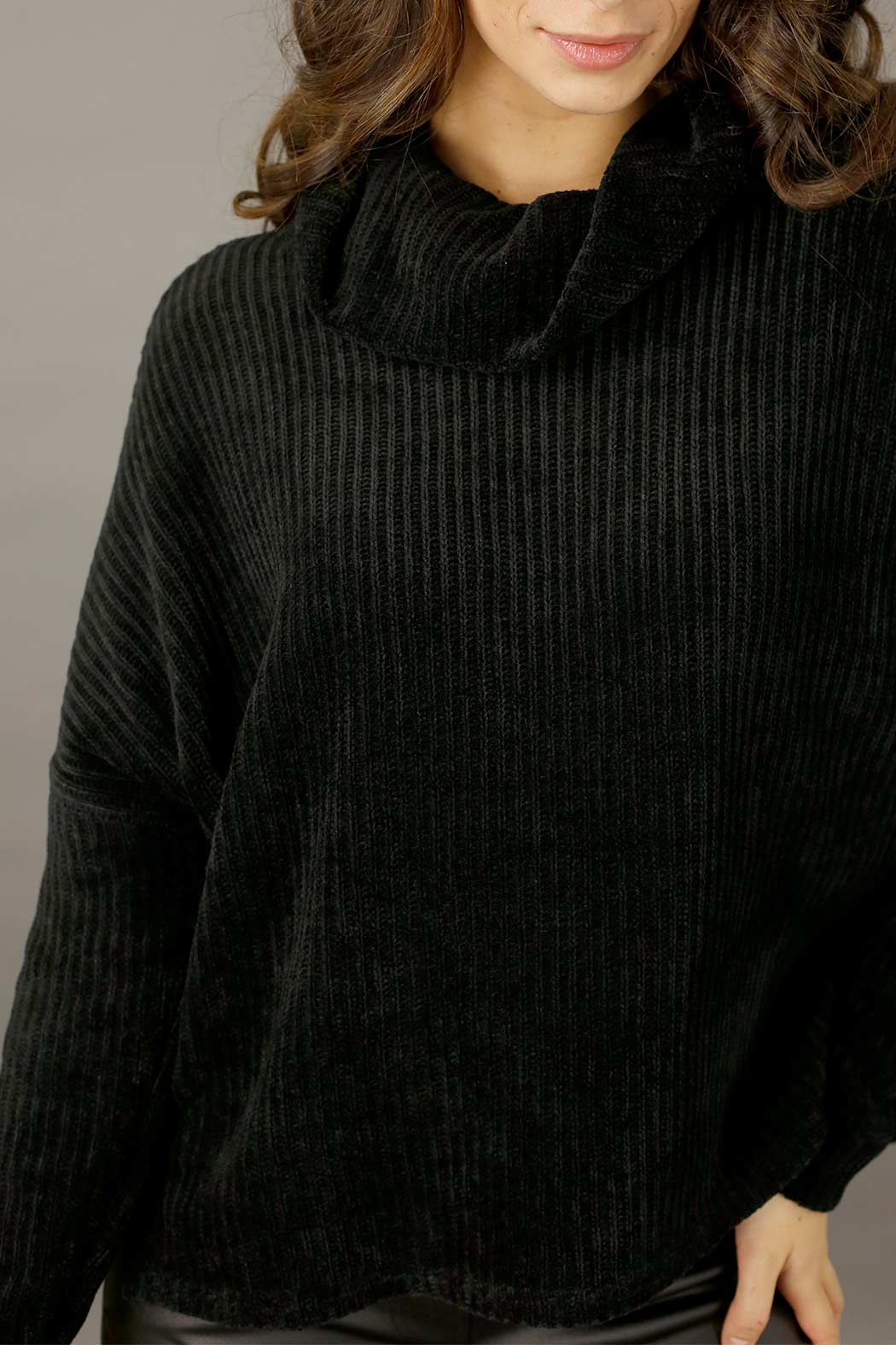 Black Velour Turtle Neck - FINAL SALE