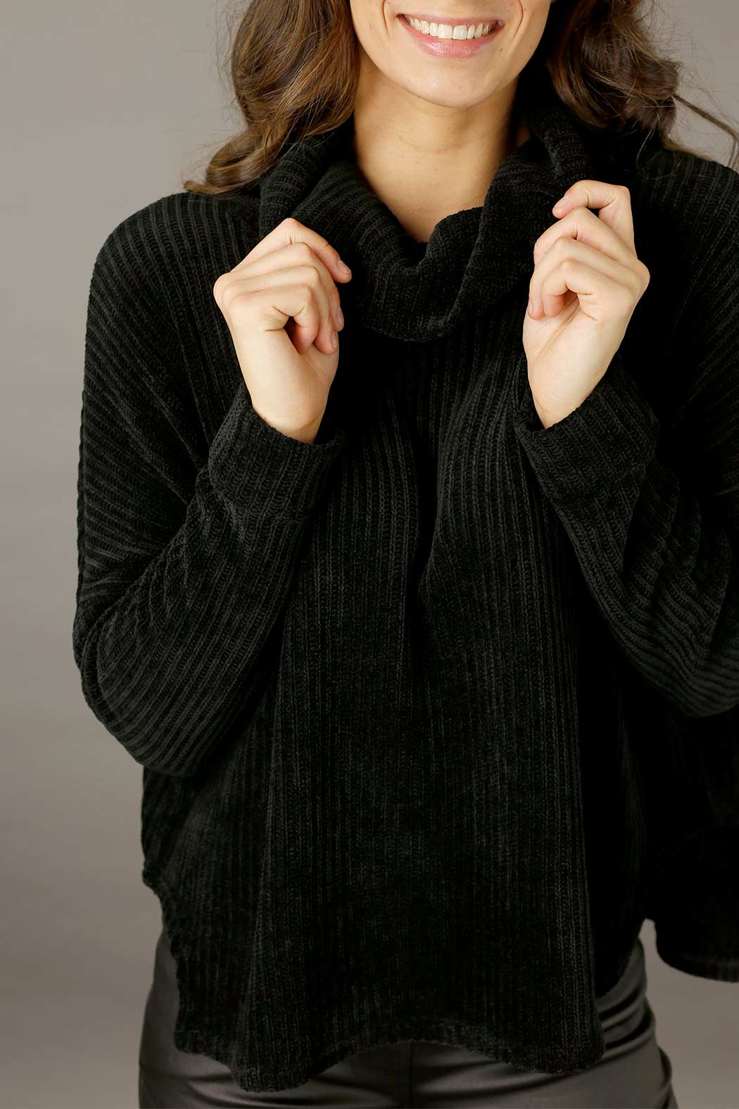 Black Velour Turtle Neck - FINAL SALE