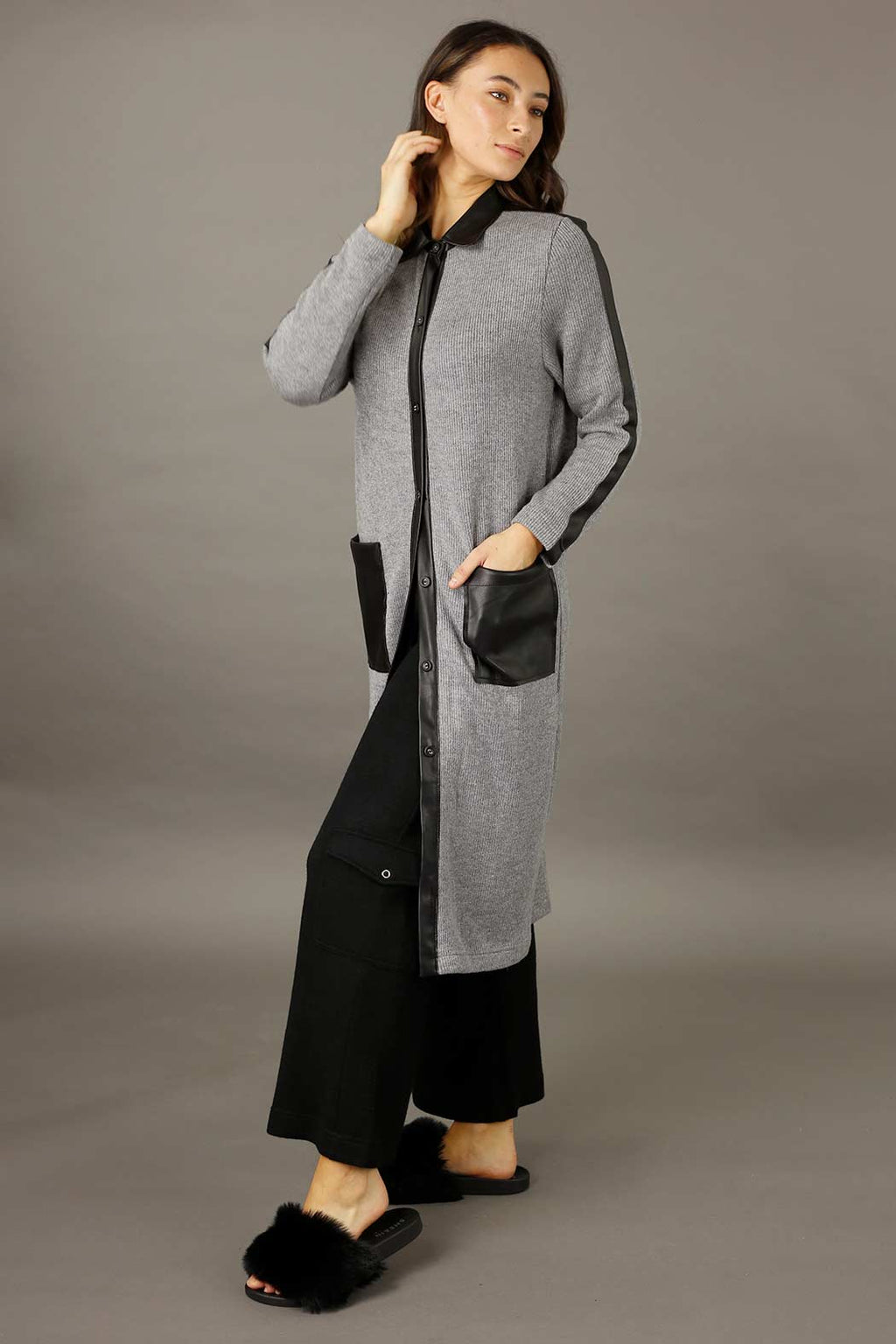 Grey Rib Lexi Coatigan - FINAL SALE