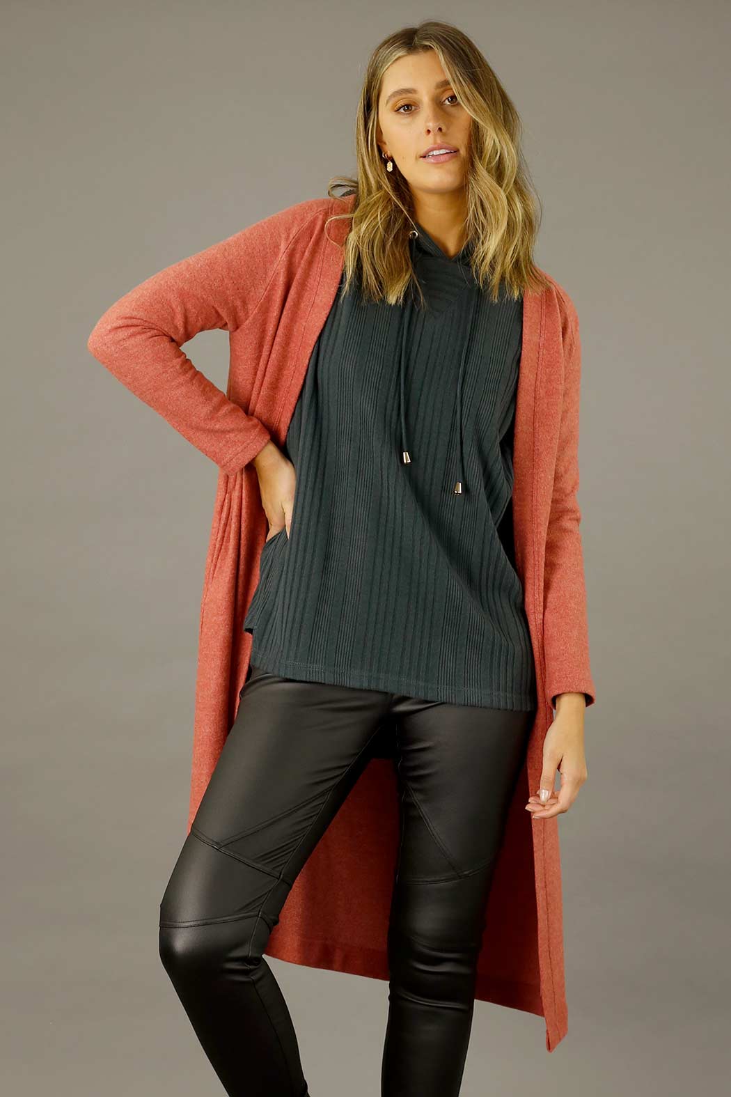 Rust Brushed Lounge Cardigan