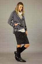 Charcoal Faux Fur Swing Jacket - FINALSALE