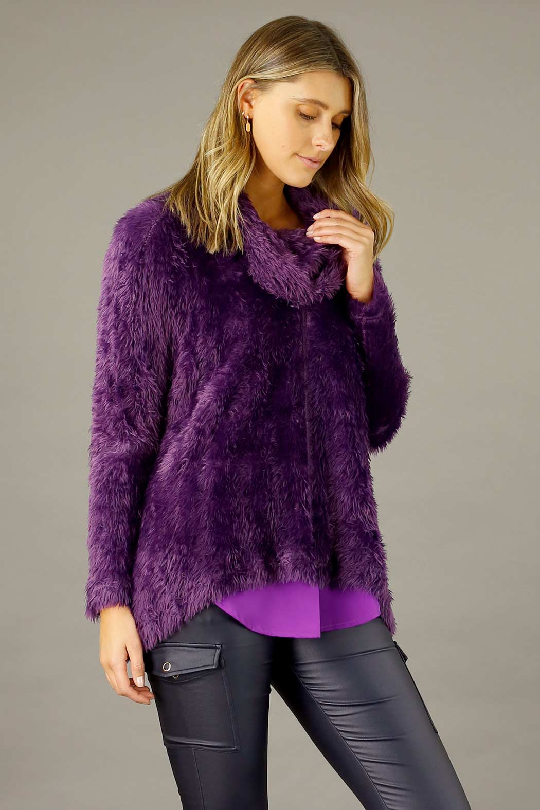 Purple Plush Cowl Overtop - FINAL SALE